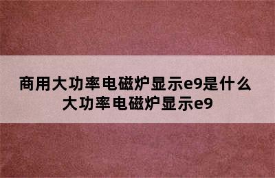 商用大功率电磁炉显示e9是什么 大功率电磁炉显示e9